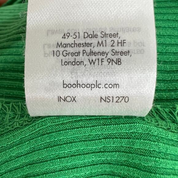 NASTY GAL Green Diagonal Cut Out Ribbed Knit Long Sleeve Top Fitted Night Out 4 - Picture 8 of 8